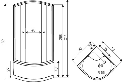 Kabina z hydromasażem głęboki brodzik 90x90 Paulina Kerra