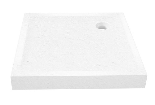 Biały brodzik prysznicowy kwadratowy 100x100 cm struktura kamienia Mild Stone New Trendy B-0522