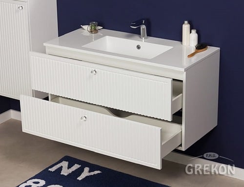 Szafka łazienkowa wisząca z umywalką biały mat 100 cm Argento Gante