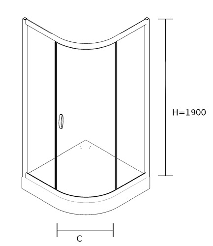 Czarna kabina prysznicowa jednoskrzydłowa 80x80 Stylio BK501RTK+
