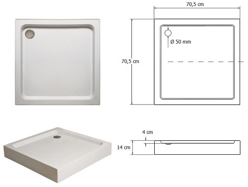 Brodzik kwadratowy 70x70 BKB002/Q