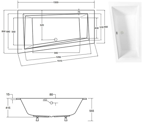 Wanna do zabudowy asymetryczna Intima Slim Besco lewa 150x85 cm