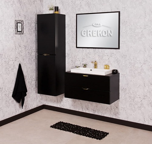 Czarna szafka łazienkowa z umywalką 80 cm Liv Victa
