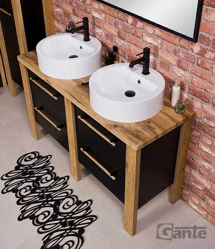 Stojąca szafka łazienkowa 130 cm z dwiema umywalkami Cortez Gante