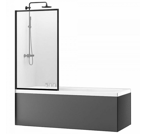 Czarny parawan nawannowy 80 cm Lagos Fix Rea