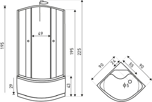 Biała kabina z hydromasażem 90x90 Karolina WH Kerra