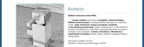 Bateria nawannowa 3-otworowa z wylewką i słuchawką