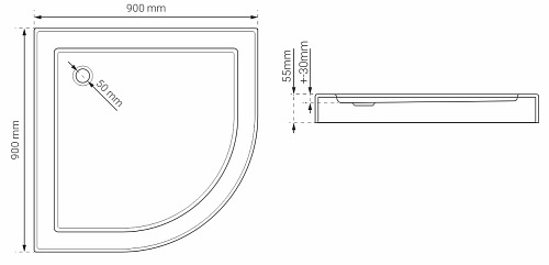 Brodzik prysznicowy półokrągły 90x90 cm BVTSL90/5.5 Bravat