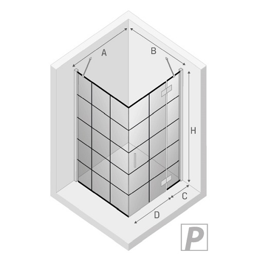 Kabina prostokątna 90x80 prawa D-0274A/D-0164B New Renoma Black New Trendy