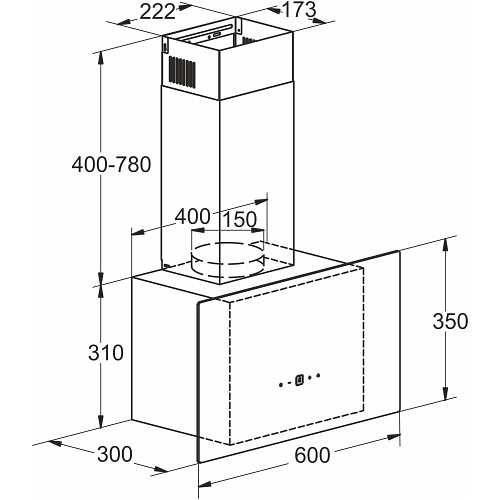 Okap kominowy przyścienny 60 cm Walencja Focus