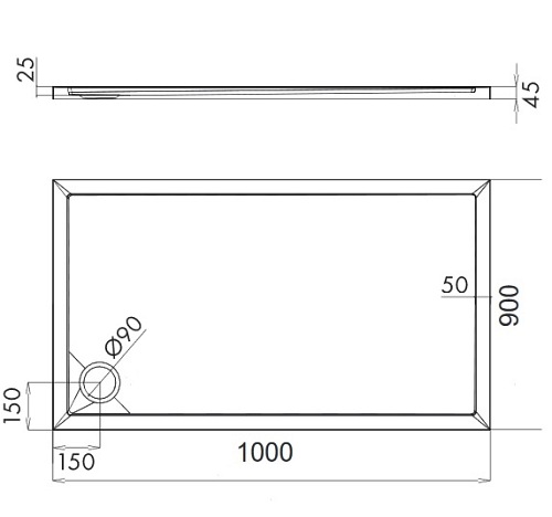 Brodzik prysznicowy na nośniku, 90x100 Merton 90/100/P