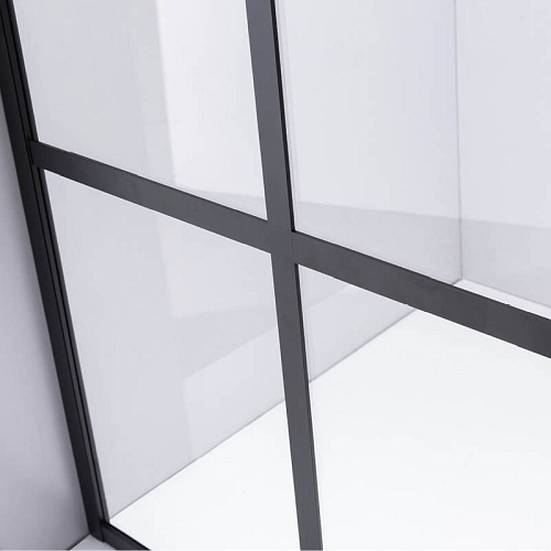 Kabina prysznicowa loft kwadratowa 90x90 czarne szprosy na szkle BS10B