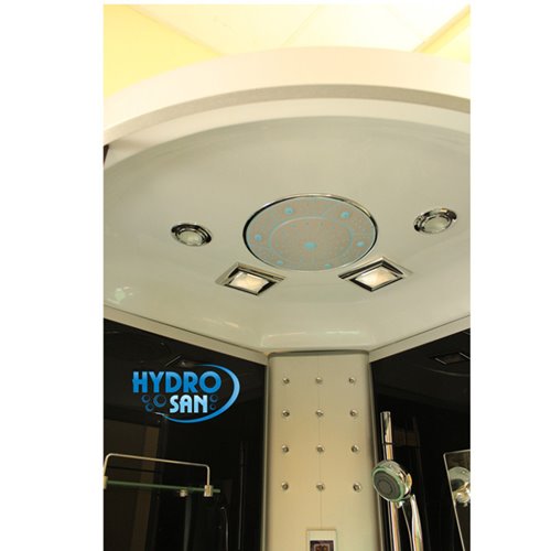 Kabina prysznicowa z hydromasażem i sauną niski brodzik czarne ściany 100x100