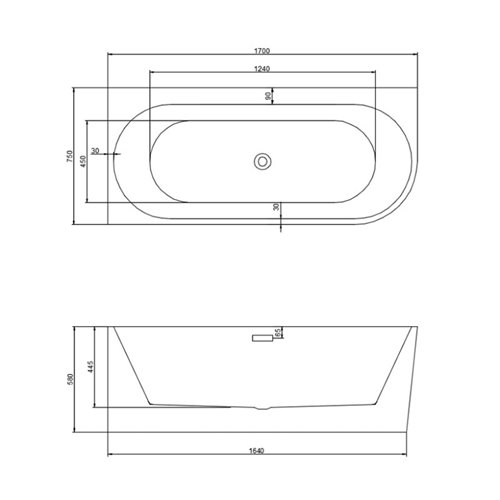 Wanna przyścienna biały przelew oraz korek narożna prawa 170 cm Mera Hydrosan
