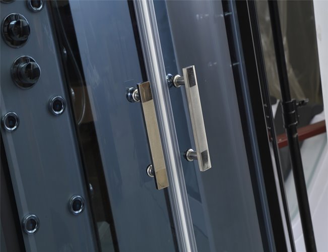 Kabina prysznicowa z hydromasażem półokrągła zabudowana czarna 100x100 MO-0513CB