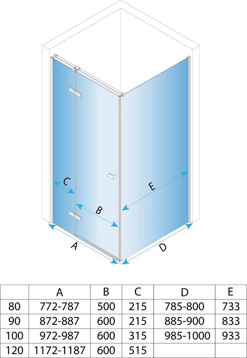 Kwadratowa kabina prysznicowa narożna prawa 100x100 Atlas Rea złoto szczotkowane
