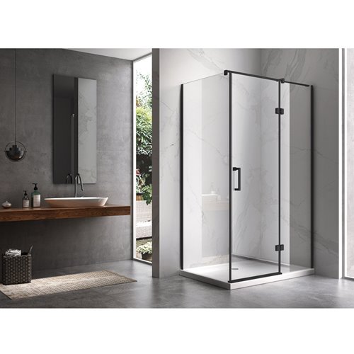 Czarna Kabina prysznicowa prostokątna drzwi uchylne 110x90 KZ03BB