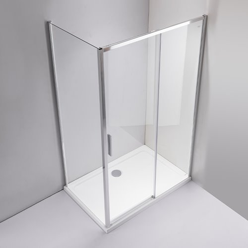 Chromowana prostokątna kabina prysznicowa Super Slim Nova 100x80 drzwi rozsuwane