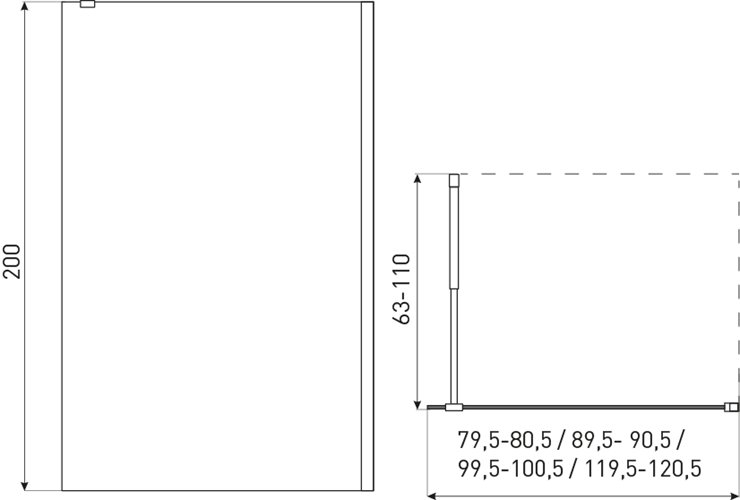 Czarna ścianka prysznicowa z półką na kosmetyki 90 cm Grace BL Kerra zdjęcie 7