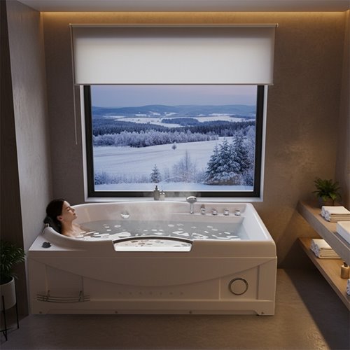 Wanna z hydromasażem prostokątna podgrzewacz wody Ramzes 634 168 cm