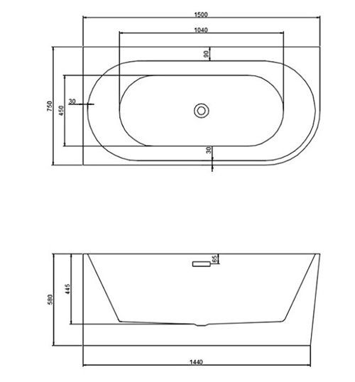 Wanna przyścienna biały przelew oraz korek narożna lewa 150 cm Mera Hydrosan