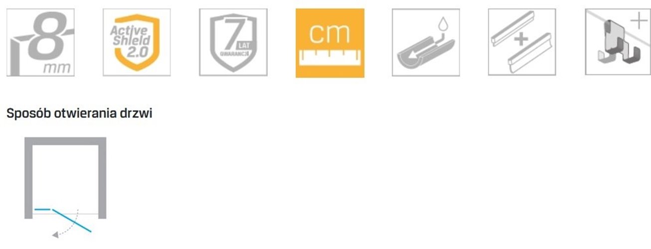 Złote drzwi prysznicowe uchylne 100 cm lewe EXK-4675 Eventa Gold Shine New Trendy