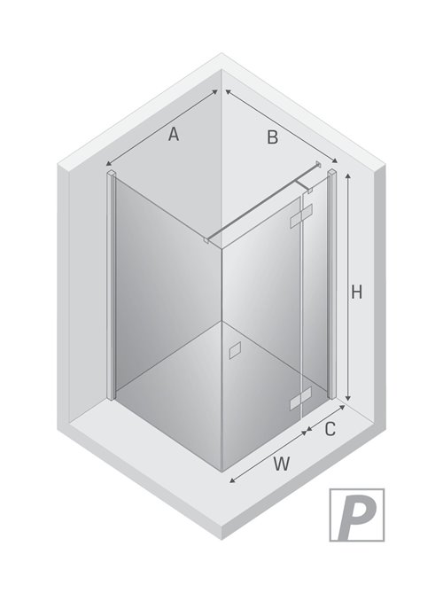 Czarna kabina prysznicowa drzwi uchylne 110x110 prawa EXK-4957 Reflexa Black New Trendy