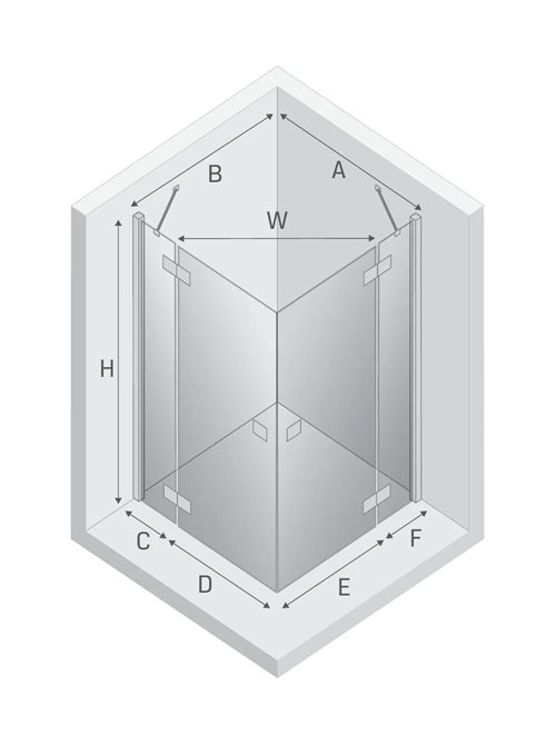 Czarna kabina prysznicowa drzwi uchylne 110x110 EXK-4990 Reflexa Black New Trendy