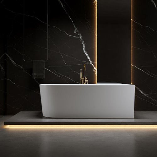 Wanna przyścienna złoty przelew oraz korek narożna prawa 140 cm Mera Hydrosan