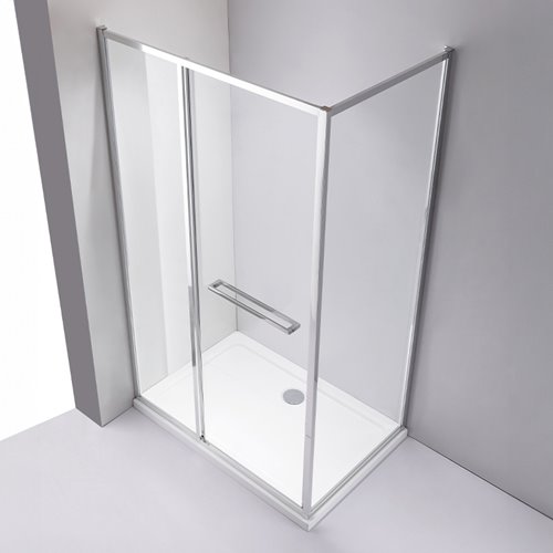 Chromowana prostokątna kabina prysznicowa Kira 100x80 drzwi rozsuwane do wewnątrz