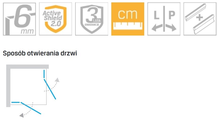 Złota kabina prostokątna 90x100 K-1886 New Soleo Light Gold New Trendy