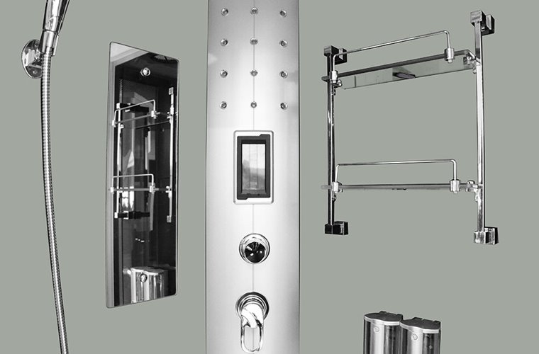 Kabina prysznicowa + sauna parowa składane siedzisko półokrągła zabudowana biała 90x90 MO-09909ASW