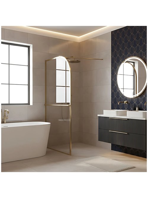 Złota szczotkowana ścianka prysznicowa Sky Brush Gold Rea 120 cm