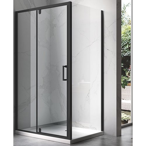 Czarna kabina prysznicowa prostokątna drzwi uchylne 110x80 KZ06CB