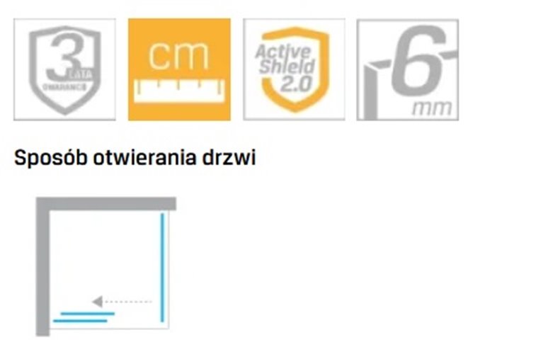 Kabina prysznicowa prostokątna lewa 110x70 złota D-0422A/D-0222B Prime New Trendy Gold