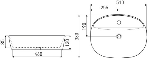Czarna umywalka nablatowa 51 cm KR-860 BLM Kerra