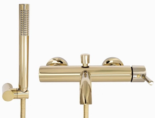 Złota bateria wannowa ścienna Lungo Gold Rea