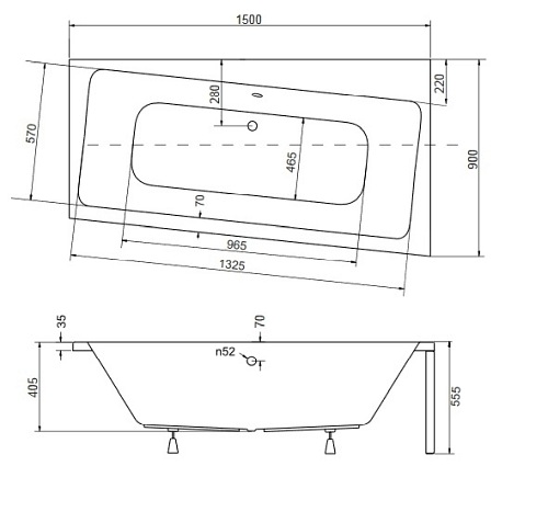 Wanna narożna 150 cm Prawa Infinity Besco