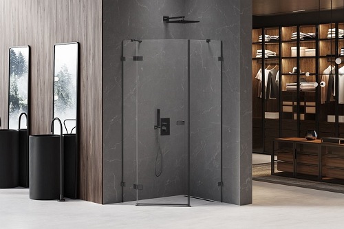 Czarna kabina pięciokątna 100x80 EXK-3882 Avexa New Trendy Black