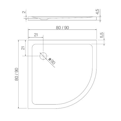 Mild New Trendy B-0622 niski brodzik prysznicowy półokrągły 90x90 cm gładki