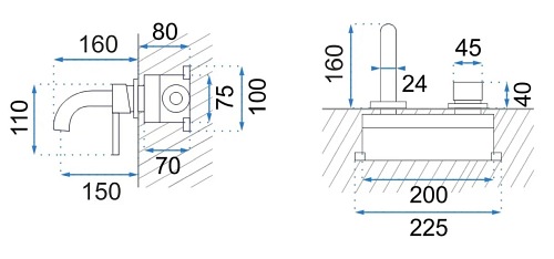 Bateria umywalkowa w kolorze złotym Lungo Gold Rea