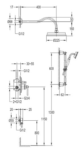 Zestaw prysznicowy podtynkowy Armance SYS AM20 CR