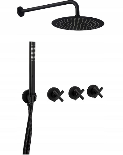 Zestaw prysznicowy podtynkowy czarny Exit Black Rea