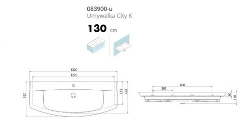 Umywalka City K 130 cm Cerastyle