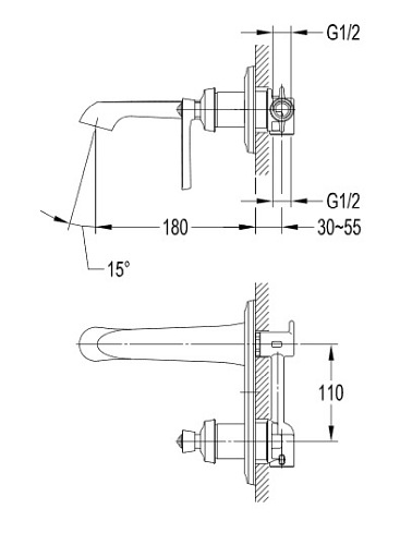 Bateria umywalkowa, podtynkowa Armance AM5215 CR Omnires