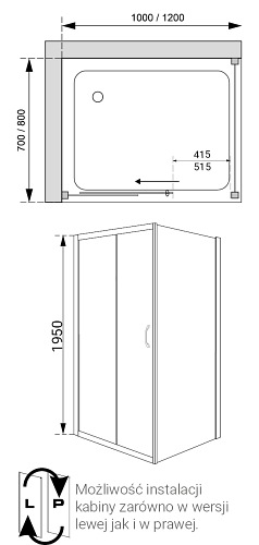 Kabina prysznicowa prostokątna 100x80 ID-RCST Bravat