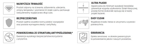 Mild Stone New Trendy B-0583 czarny brodzik prysznicowy kwadratowy 80x80 cm niski struktura kamienia