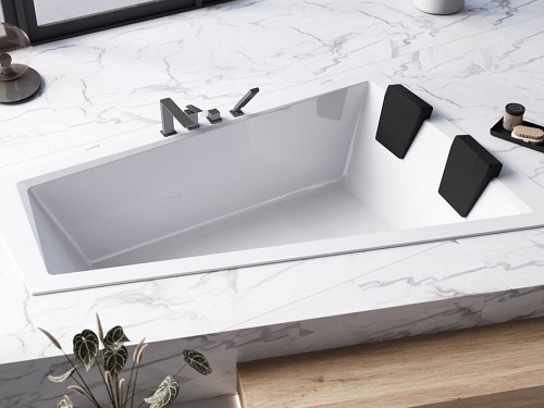 Wanna do zabudowy asymetryczna Intima Duo Slim Besco prawa 180x125 cm