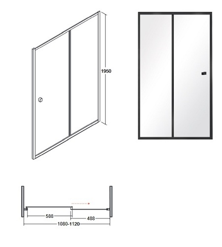 Czarne drzwi prysznicowe przesuwne 110 cm Duo Slide Black Besco