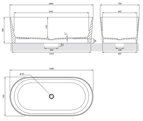 Omnires Ovo M+ Wanna wolnostojąca terracotta 160x75 cm OVOWWTE